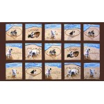 Sand Scribbles Dogs Small Squares Cotton Quilting Panel