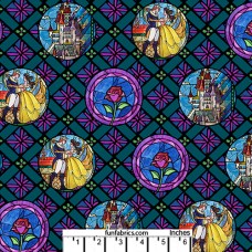 7/8 yard piece Beauty and Beast Badges Cotton