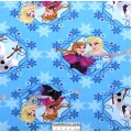 7/8 yard piece Frozen Olaf and Sisters Frames Blue Flee