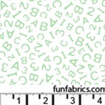 3/4 yard piece Green Letters and Numbers Tossed White C