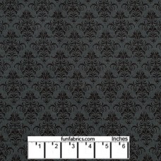 Designs on Steel Blue Cotton Fabric