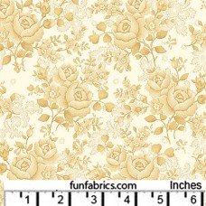 Homestead Roses Tan Cotton Quilt Back