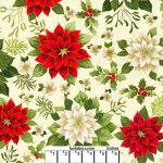 Joyous Garden Ivory Red Cotton Quilt Back
