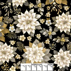 Joyous Garden Black Tan Cotton Quilt Back