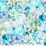 Blue Watercolor Arabesque 108 Cotton