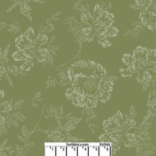 Shadow Flower Leaf Green Cotton Quilt Back