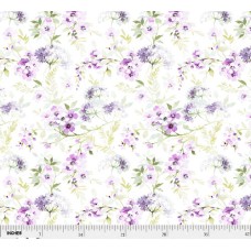 Lauren Purple Flowers Watercolor Cotton Quilt Back