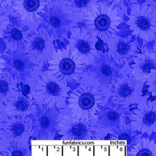 Sunflower Whisper Royal Blue Cotton Quilt Back