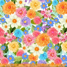 Flowerbed White Cotton Quilt Back