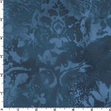 Deep Blue Vintage Damask Cotton Quilt Back
