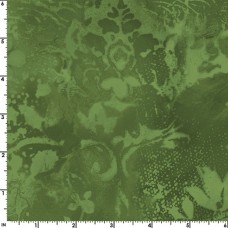 3/4 yard piece Green Vintage Damask Cotton Quilt Back