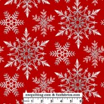 Crystal Frost Red Snowflakes Cotton Quilt Back