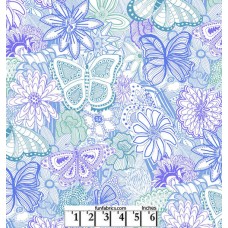 Sketchbook Doodle Blue Purple Cotton Quilt Back
