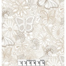 Sketchbook Doodle Tan Cotton Quilt Back