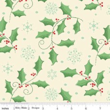 Adel in Winter Holly Cream Cotton Quilt Back